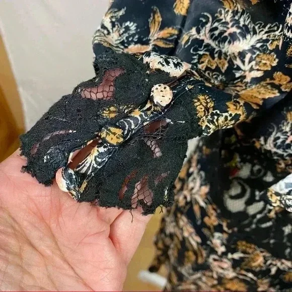 Free People Lucie Mini Dress in Black Combo With Lace Detail Size 8 - Picture 8 of 16